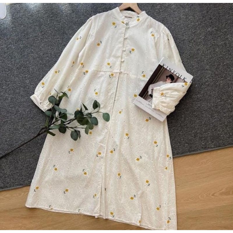 Dress wanita muslimah - Dress outfit kuliah mahasiswi - Dress gaya vintage wanita