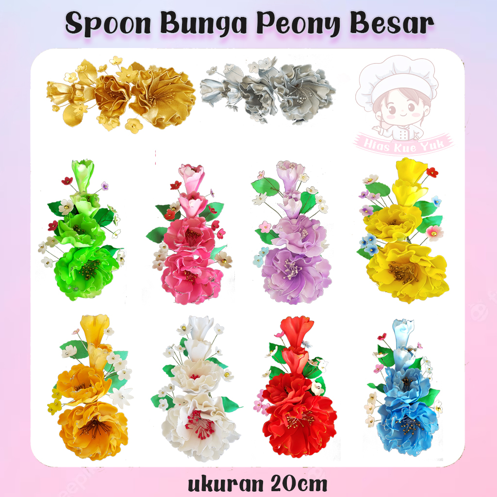 

Hiasan Kue / Topper Kue / Spoon / Bunga / Peony / Besar / SPB