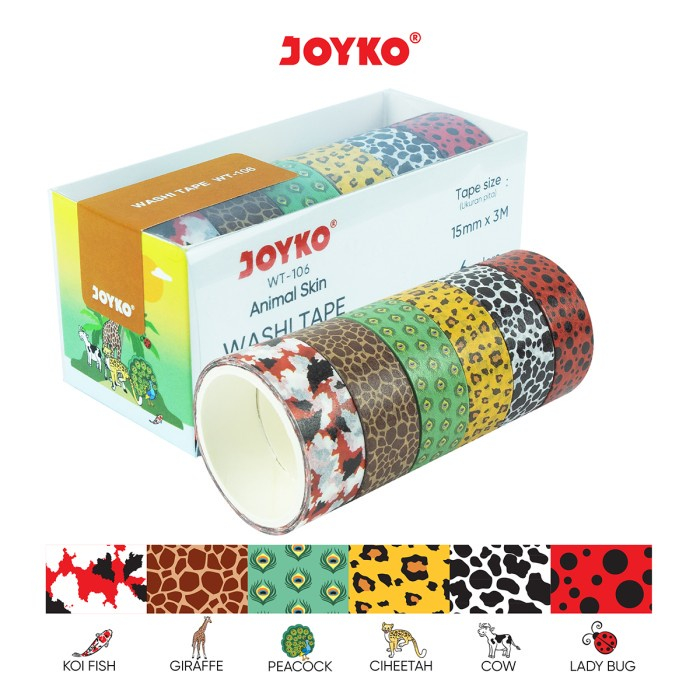 

Washi Tape Pita Perekat Selotip Kertas Warna Joyko WT-106 Animal Skin