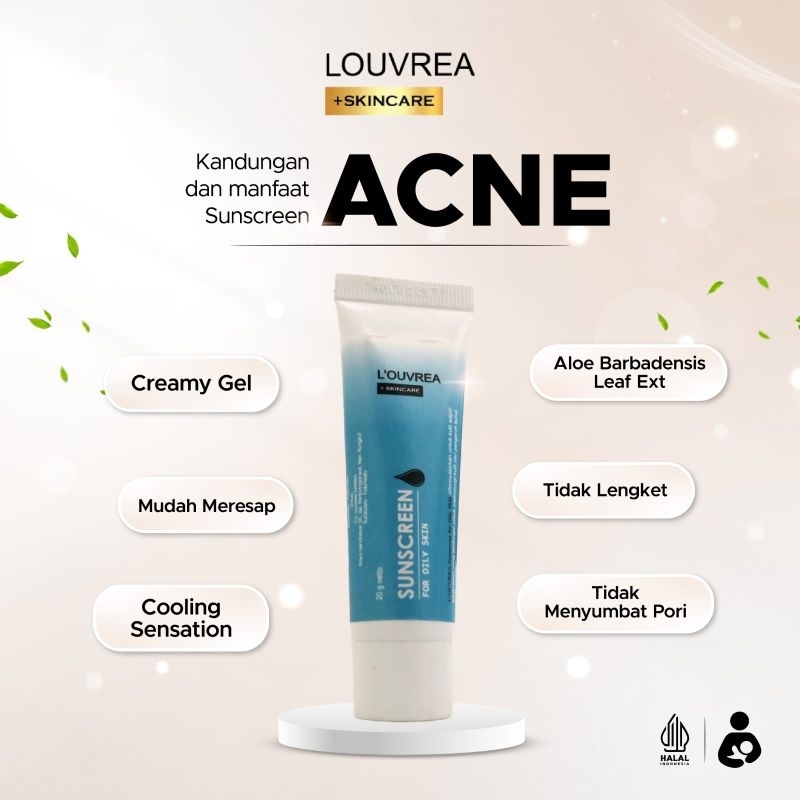 Louvrea Sunscreen for oily skin/sunscreen acne/sunscreen jerawat