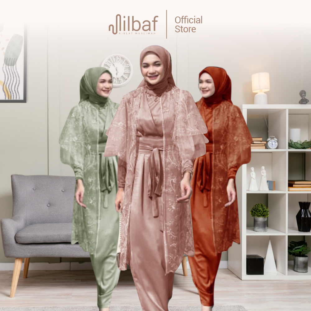 Jilbaf - Lucianna Gamis Wanita Terbaru Bahan Maxmara Velvet Gamis Cardi Tile Gamis Kondangan Modis