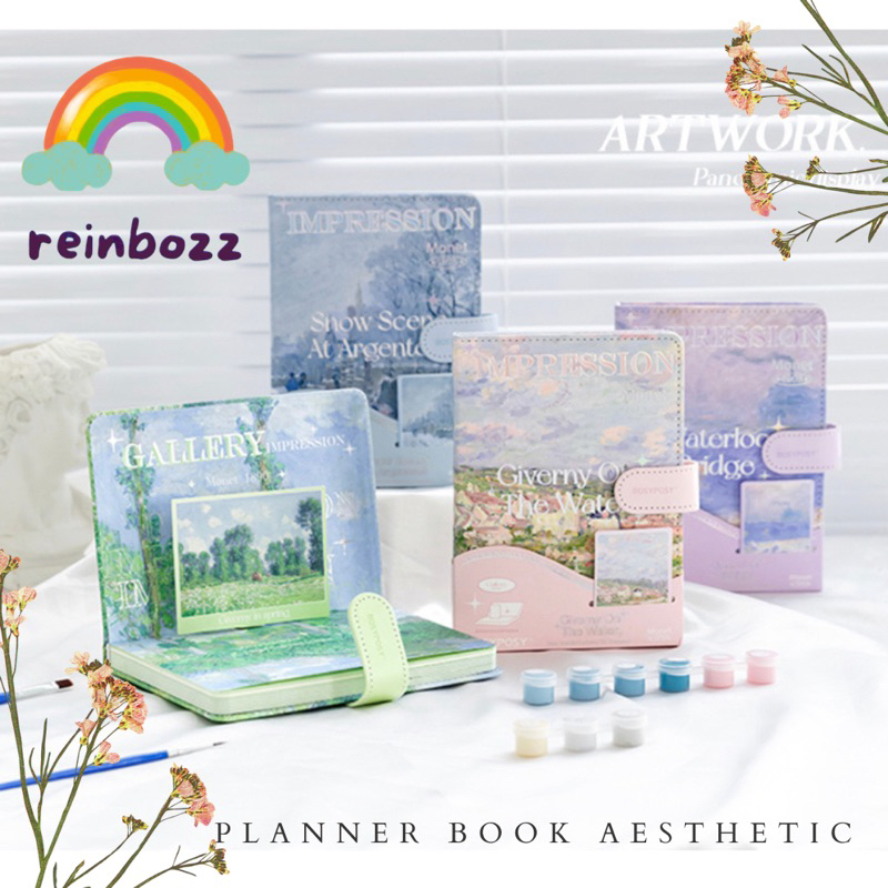 

note book aesthetic, diary book, journal book, planner book dengan motif 4 musim, aesthetic