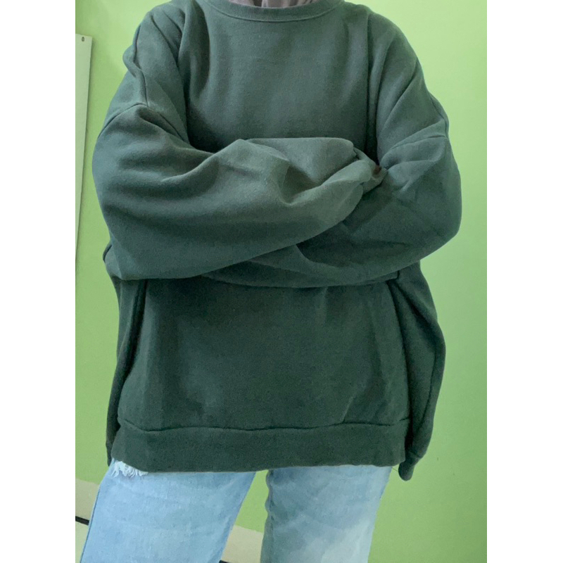 trhift crewneck lengan balon oversize
