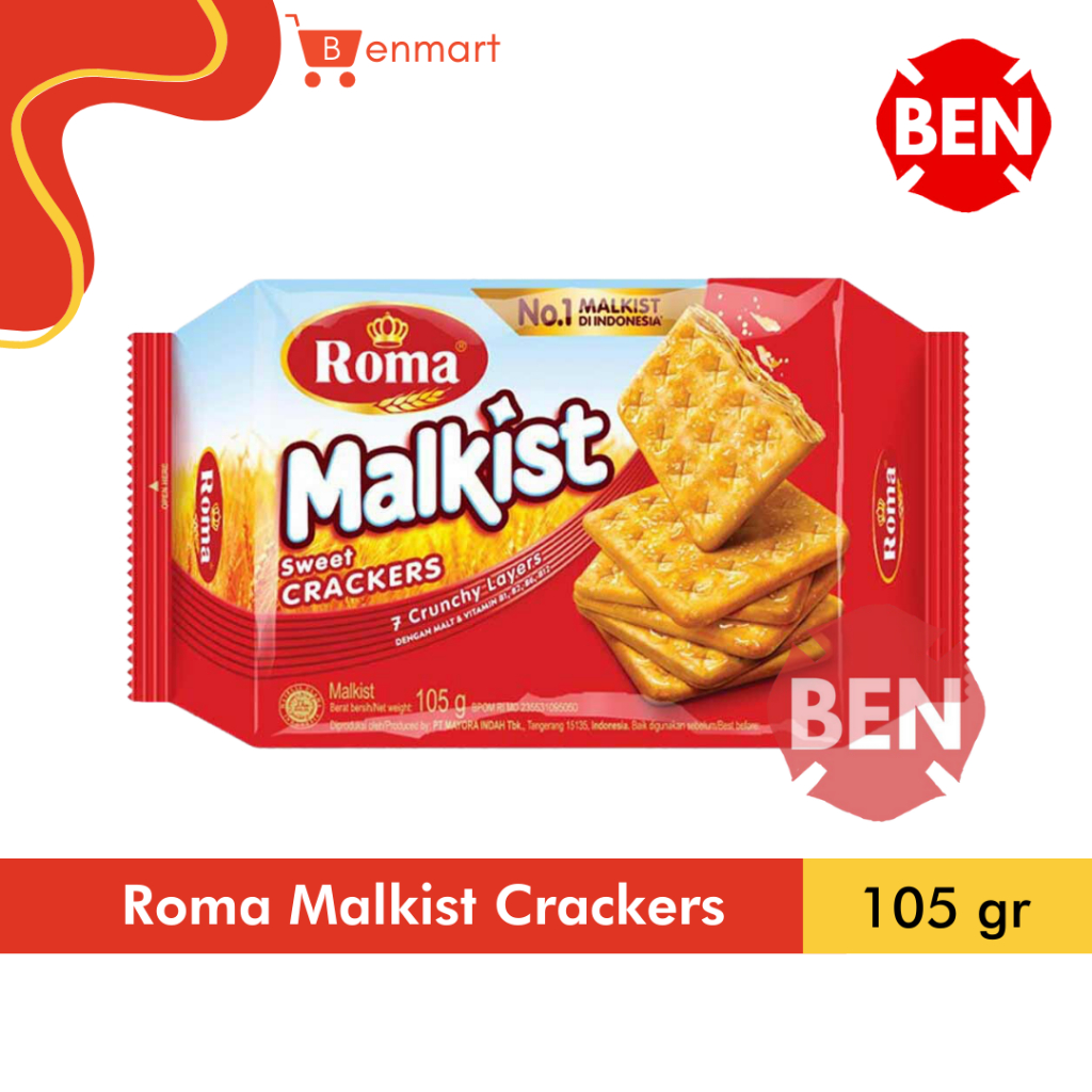 

ROMA MALKIST CRACKERS 105g 105gr 105 g gr Kotak Dus Merah Gula Grosir Biskuit Wafer Malkis