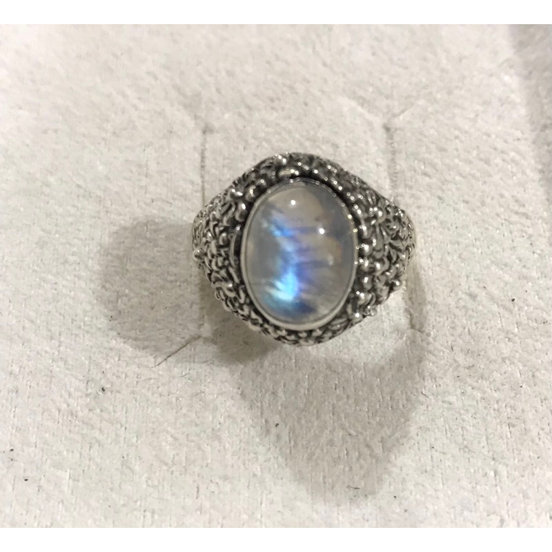 cincin perak pria permata moonstone pilihan