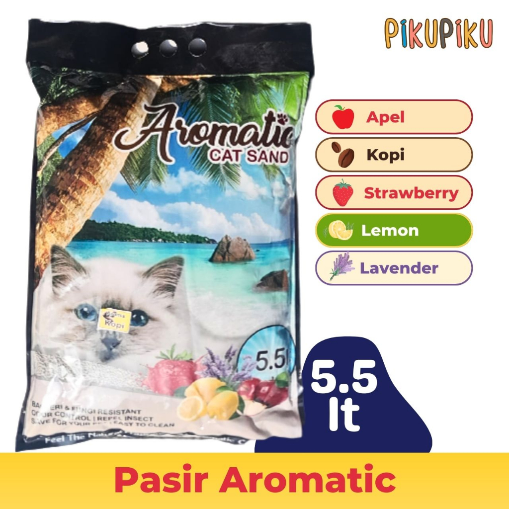 AROMATIC Pasir Gumpal Bentonite Wangi 5,5 liter | Kopi, Lavender, Apel, Lemon, Strawberry | Pasir Ku
