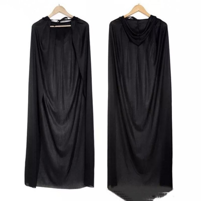 JHJ Halloween Cosplay / Jubah Cosplay Death Jubah Hitam PLUS Hoodie / Penutup Kepala