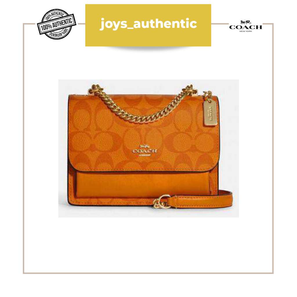 Tas wanita Coach klare shoulder crossbody mini signature light oranye orange woman bag authentic ori