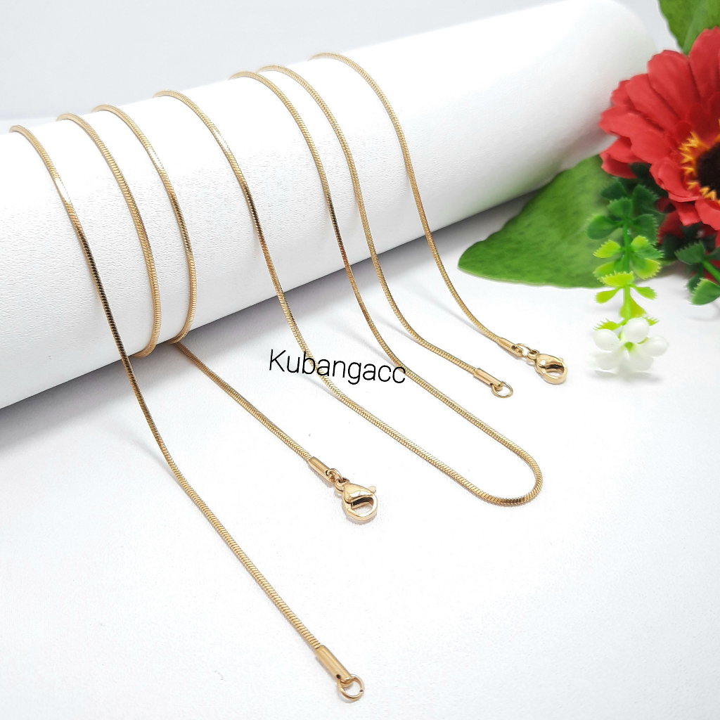 Kalung. Kalung Titanium Gold Kotak Kalung Pria Wanita Kalung Titanium Murah Rantai Kalung Titanium