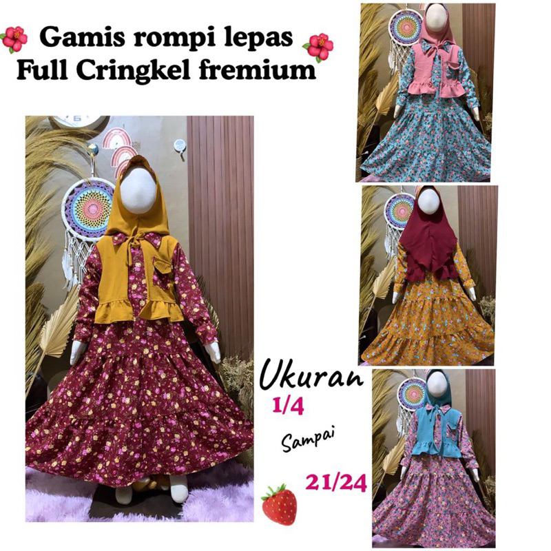 GAMIS ANAK CRINKLE "MARYAM" SERIES 4-12 TH JUNIOR (+SAKU) / GAMIS ANAK JUNIOR Marwah Gamis Anak Pere