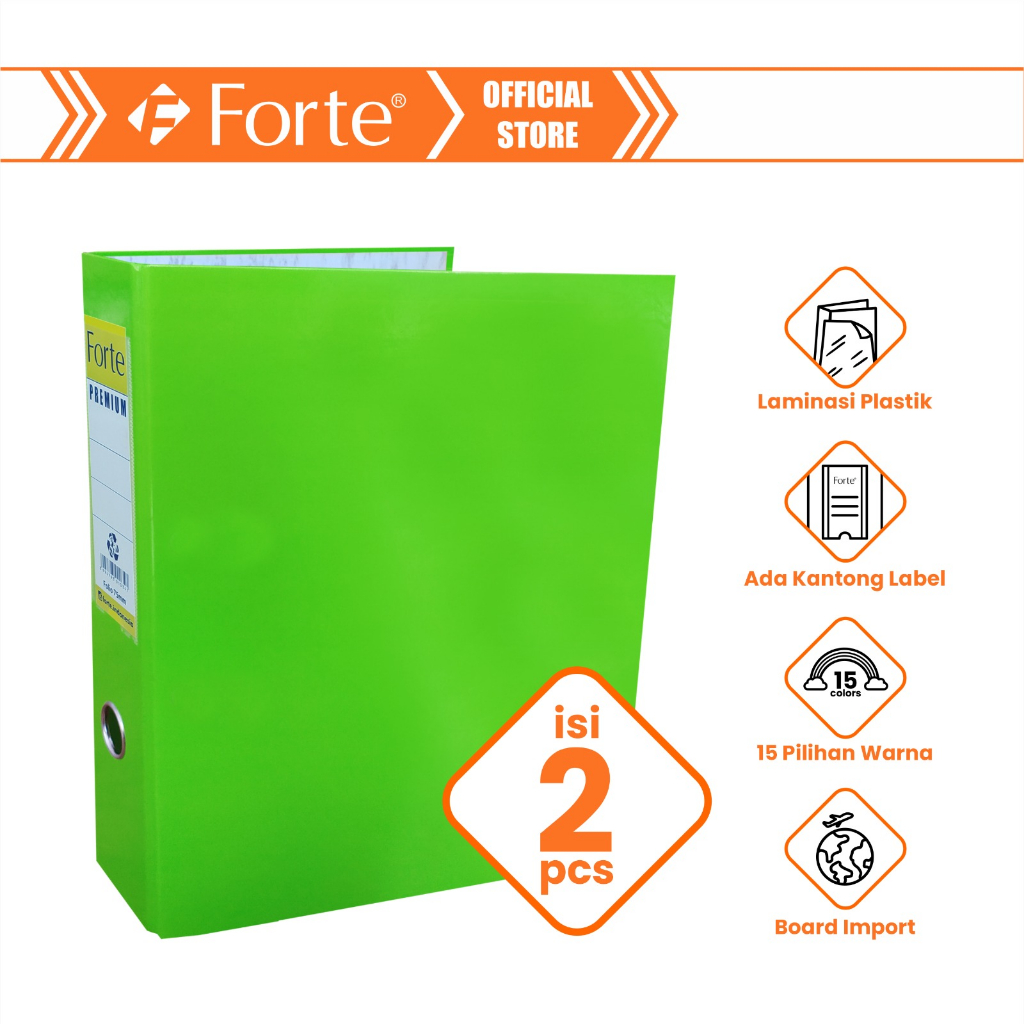 

[Forte] [2pcs] Ordner Enduro+ Premium Lever Arch File Folio F4 75mm - Carribean Lime