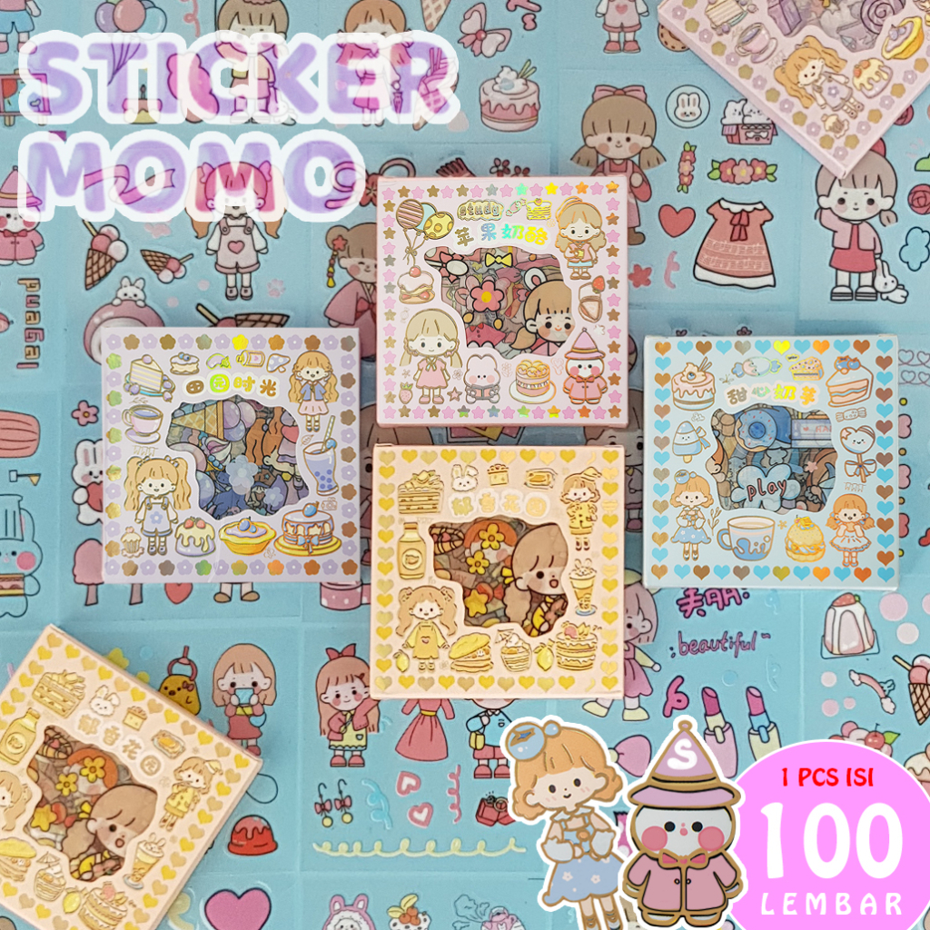 

100 Lembar Sticker Momo/ Sticker Jurnal Asthetic / Sticker Botol Minum Lucu