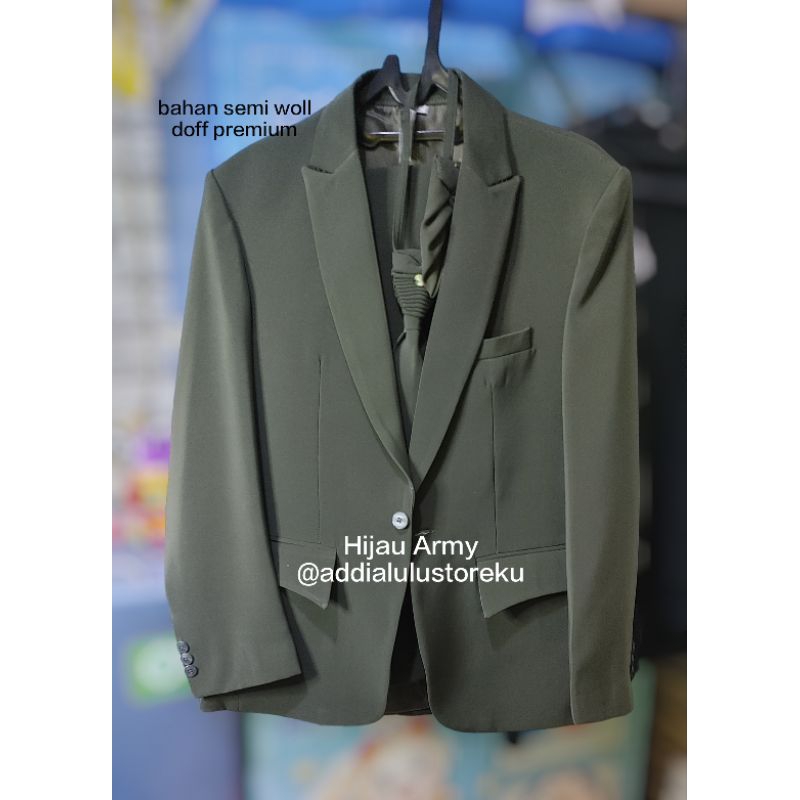 JAS PENGANTIN PRIA IJO ARMY/ jas wedding ijo army seri doff/jas pria hijau army doff/jas formal prem
