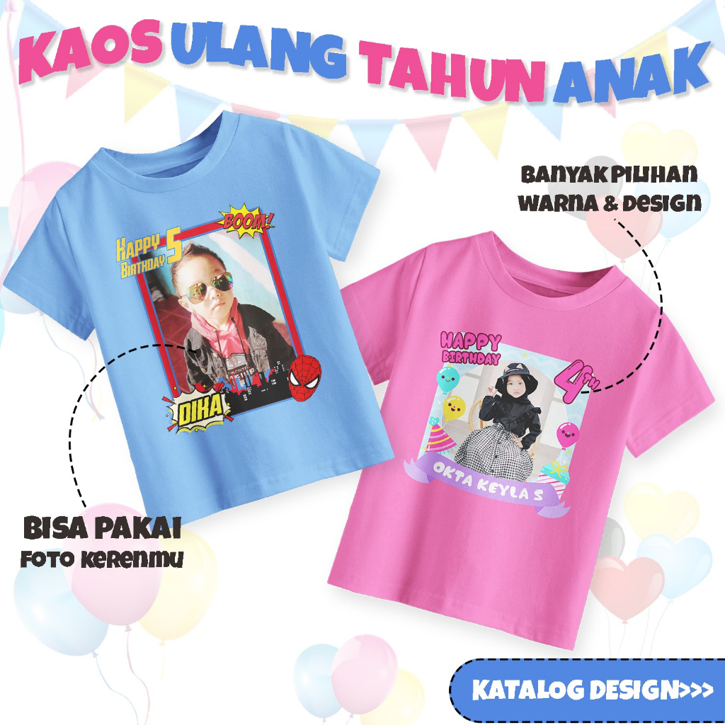 Kaos Custom Ulang Tahun Couple Keluarga Terbaru Desain Custom Foto Lengan Panjang Pendek