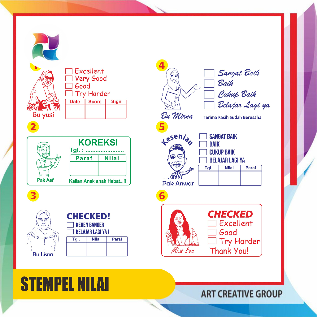 

Stempel Nilai Guru / Penilaian / Koreksi / Checked / Reward/ Stempel unik