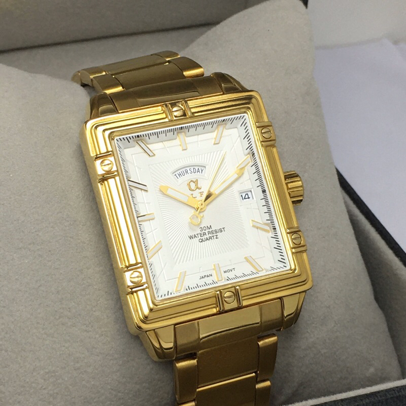 ALFA Jam Tangan Pria Tahan Air Warna Gold 99005 Original