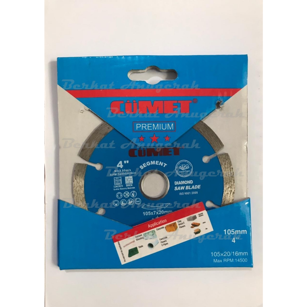 CUMET Diamond Wheel 4" Dry Segment Gerinda Potong Batu Tembok Beton Granit