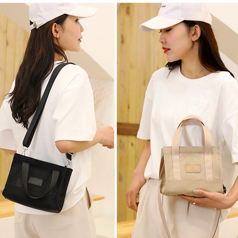 Mini Sling Bag Hitam Colourful Fox Tas Slempang Anti Air Nilon Korean Bag Waterproof Tas Slempang