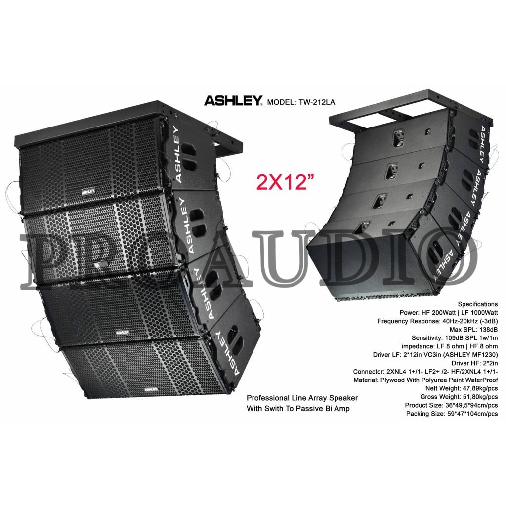 Speaker Line Array ASHLEY TW 212 LA TW212LA ORIGINAL 2 X 12 INCH TW212