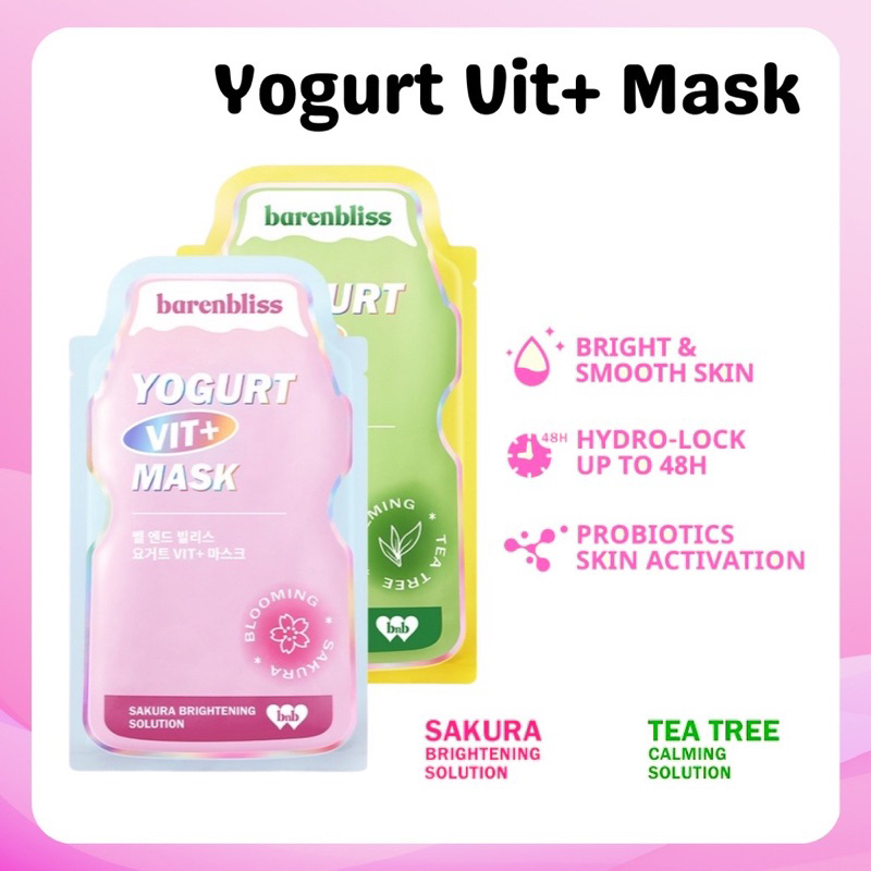 BNB Barenbliss Yogurt Vit+ Mask Sakura Brightening Solution | Tea Tree Acne Solution 25ml