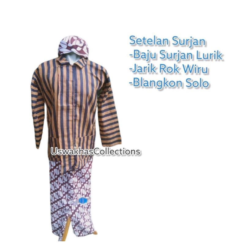 Setelan Baju Surjan +Rok jarik instan+ Blangkon Solo