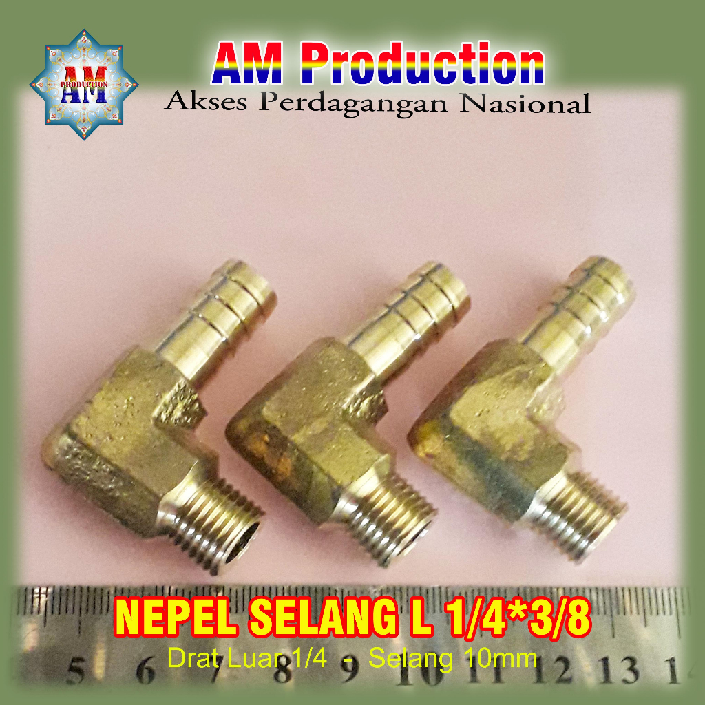 Nepel Selang L 1/4x3/8 Perlengkapan Kompor dan Mesin