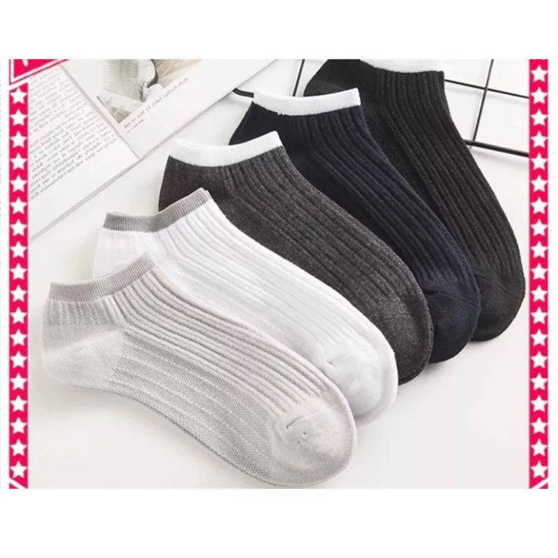 kaos kaki pendek polos garis pria wanita