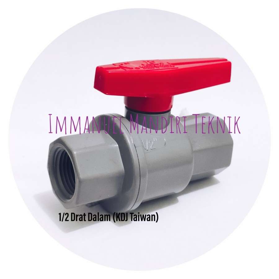 Ball valve 1/2 KDJ Taiwan drat dalam / Stop kran 1/2 KDJ Taiwan pvc