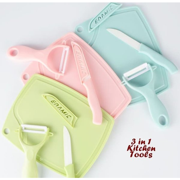 Pisau Set Talenan 3in1 Stainless Steel Pisau Kupas Buah