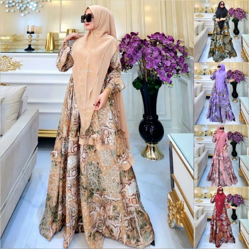 SYAFERA MERVE  Baju Dress Gamis set Hijab muslim Merve Series By Syafeera. Nazra Sha