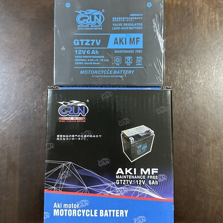 CRUN GTZ7V AKI MF 12V 6AH AKI MOTOR KERING AEROX LEXI LEXY NMAX N-MAX