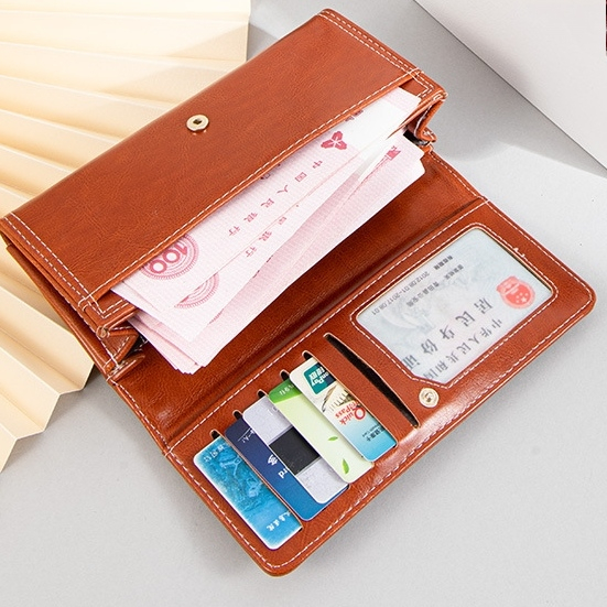 DOMPET PANJANG WANITA LIPAT PESTA PREMIUM KULIT COKLAT VILEPIN WA748B7 IMPORT KOREA SLOT KARTU ATM RESLETING KOIN BESAR LONG WALLET SIMPLE CEWEK MURAH BRANDED BATAM FASHION CASUAL