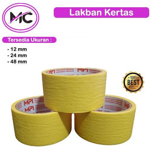 Lakban Kertas 1/2 inch 1 inch 2 inch Masking Tape Perekat Selotip Serbaguna Pembatas Cat Keperluan Otomotif