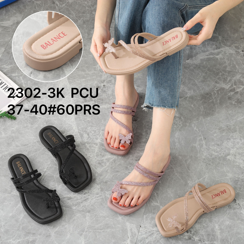 Sandal Jepit Wanita Flat Glitter Kupu Import Terbaru