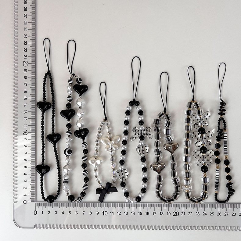 [CUCI GUDANG] BLACK / WHITE / ONE COLOR REEVE BEADS PEARL BEADED PHONE STRAP TALI ORNAMEN HANDPHONE 