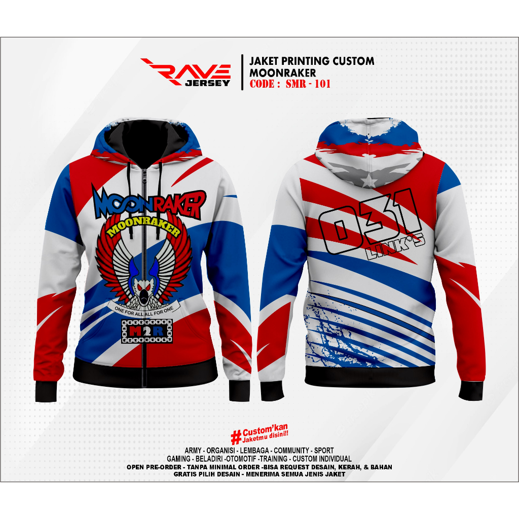 JAKET MOONRAKER SESI 1 FULL PRINTING SUBLIMATION CUSTOM