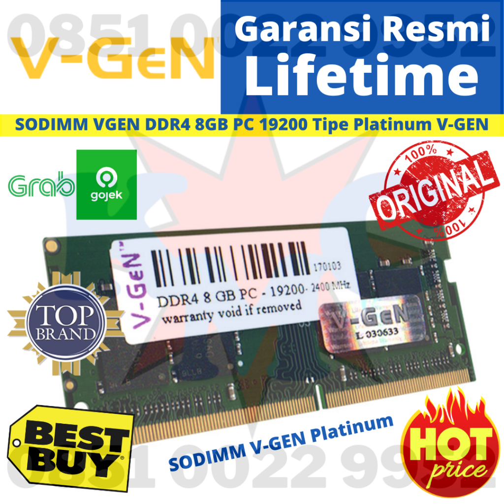 SODIMM VGEN DDR4 8GB PC 19200 Tipe Platinum V-GEN