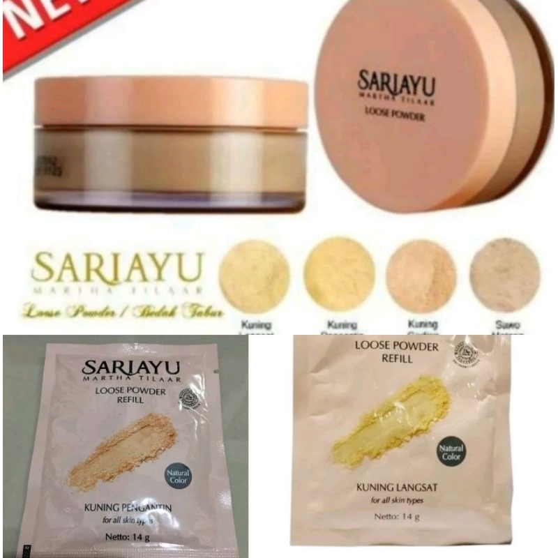 SARIAYU BEDAK TABUR(LOOSE POWDER)SAWO MATANG  KUNING GADING LANGSAT PENGANTIN/ REFILL