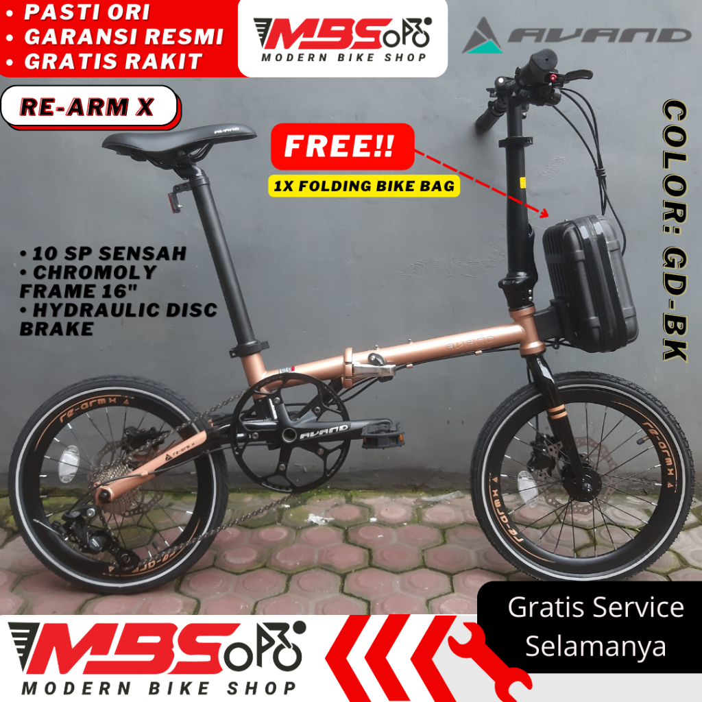 Sepeda Lipat Avand Re arm X 16 inch 10 speed chromoly cakram Hidrolis dewasa folding bike