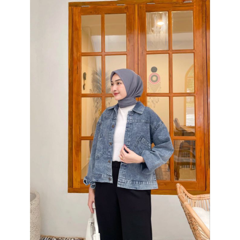 ALIN FEZZO JAKET JEANS Trend fashion pakaian hijabers muslim wanita model terbaru ootd hijab cantik 