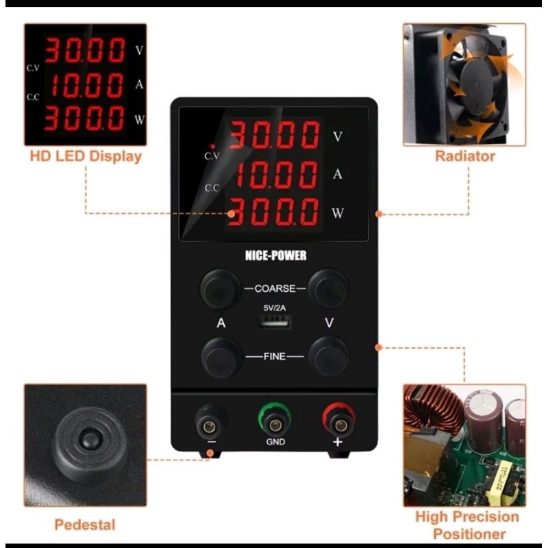 power supply dc nice power 30V - 10 ampere non protect