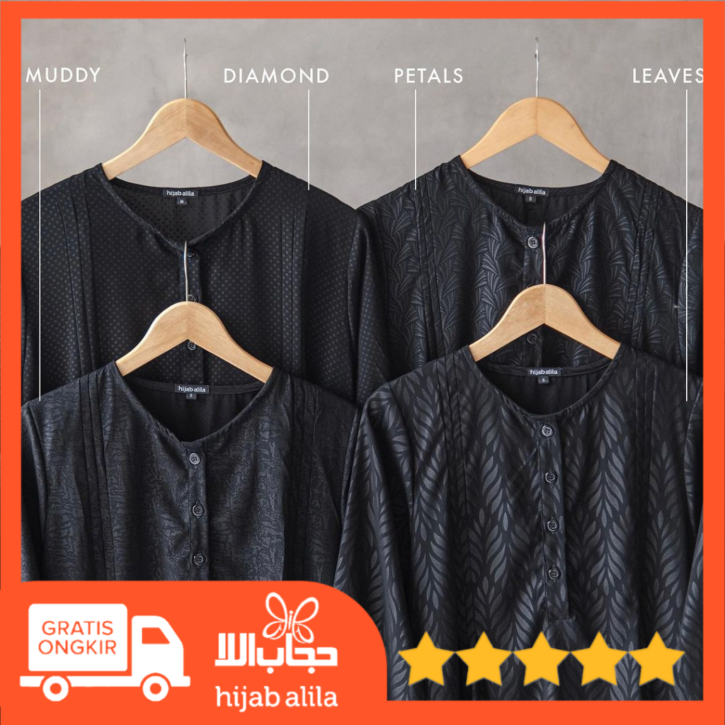GAMIS HARRA MOTIF BLACK HIJAB ALILA
