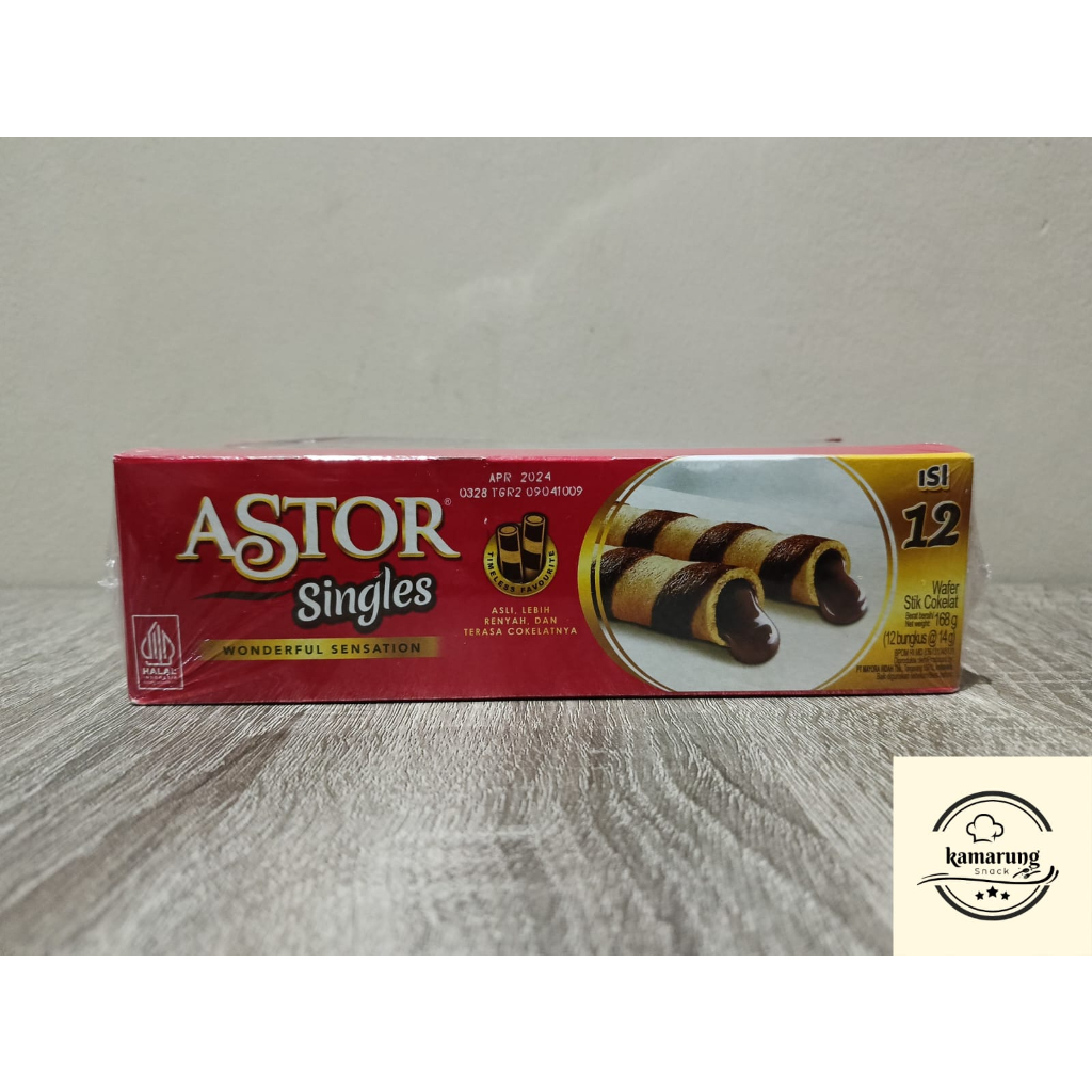 

ASTOR SINGLES WAFER STICK COKLAT ISI 12 BUNGKUS X 14 GR