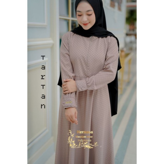 [Gamis Hermosa] Gamis embos hermosa motif tartan semua warna
