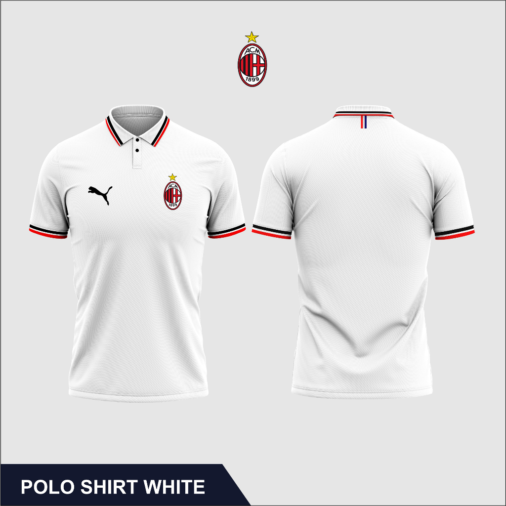 New Produk Kaos Kerah Pria Logo Ac Milan / Kaos Polo Wangki / Kaos Polos Pria Wanita Murah / Atasan 