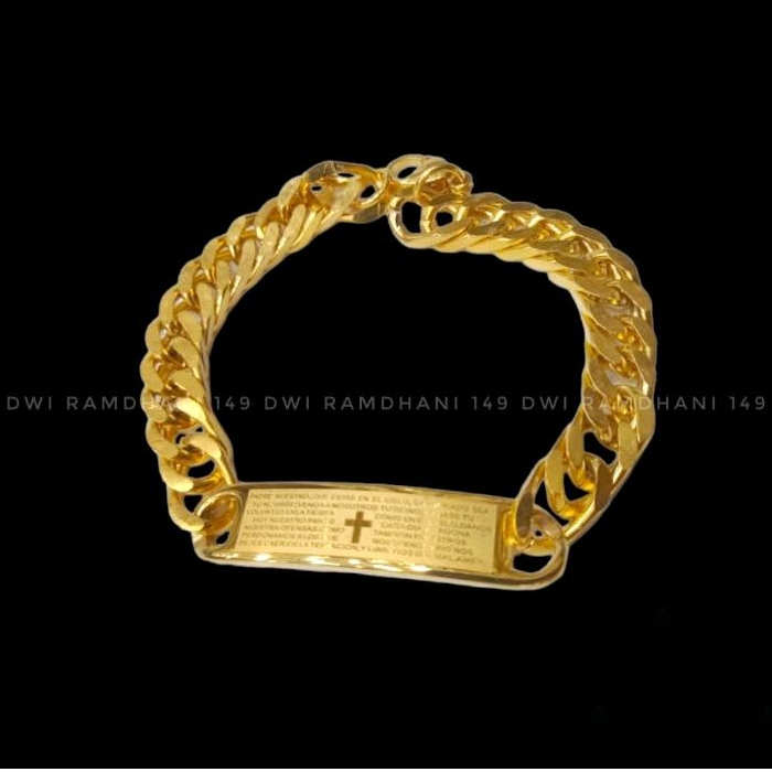 Gelang Titanium Salib Doa bapa kami Gold