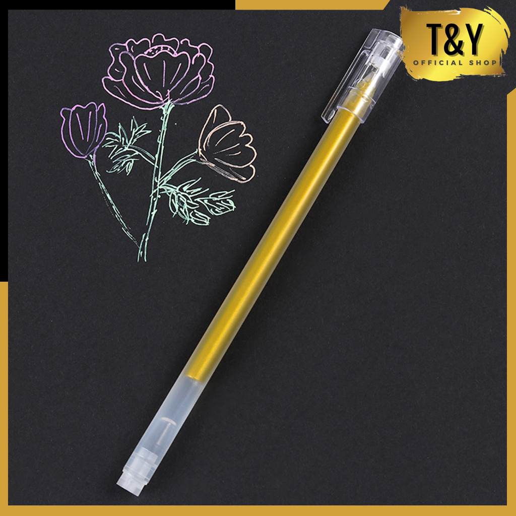 

T&Y Pena Glitter Gel Metalik 0.9mm Emas Silver Putih Pulpen Warna Warni Gold Colour Gel Pen Tinta Metallic Ballpoint Craftwork Scrapbook Silver White Gel Ink