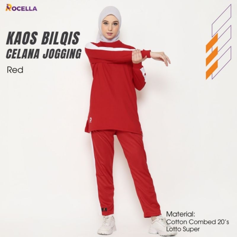Seragam Baju Olahraga Muslimah ROCELLA Merah Putih Edisi Agustus