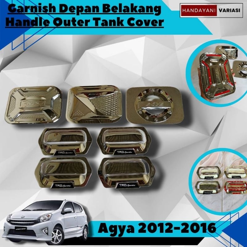 Outer Door Cover Handle Pintu Tank Cover Toyota Agya 2012-2022 Chrome TRD