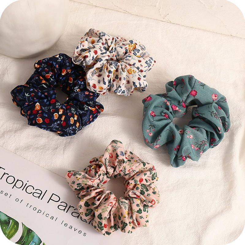 Ikat Rambut Elastis Motif Print Bunga Untuk Wanita/ Scrunchie ala Korea/ Cemol Import